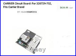 Carrier Bryant Furnace Control Circuit Board HK42FZ012 HVAC $634 320729-752
