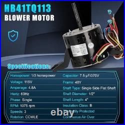 Furnace Blower Motor 1/3 HP Replaces Carrier Bryant Payne HC41TQ113 HB41TQ113